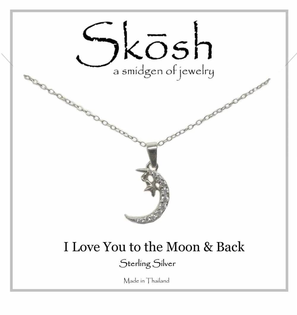 NEW SKOSH JEWELRY women's moon and star necklace in silver